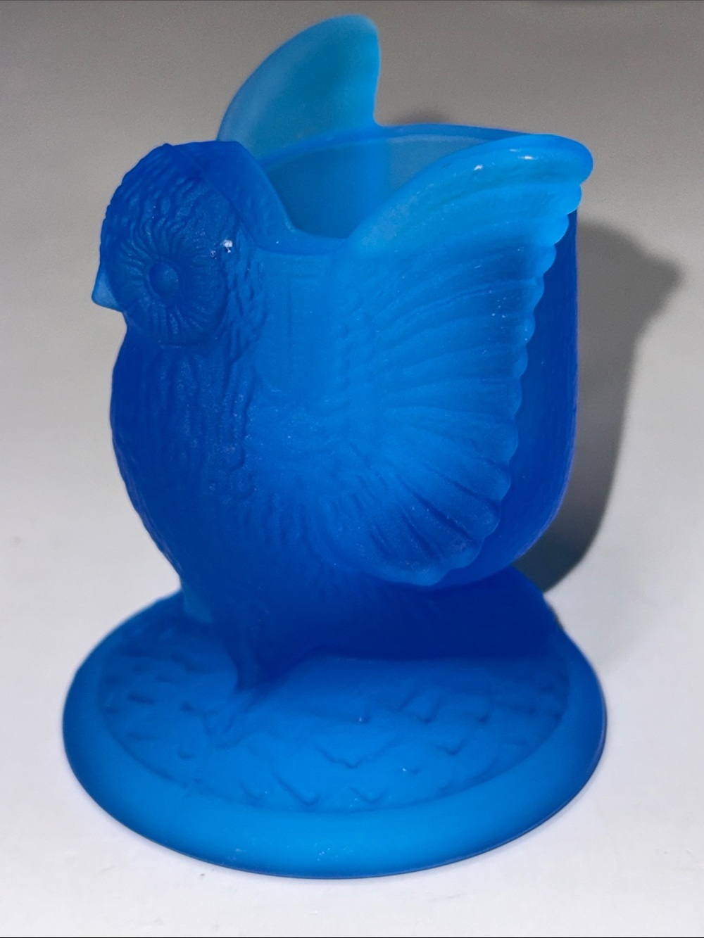 Westmoreland Glass BLUE Owl Toothpick Holder 3“ Tall Candle Holder
